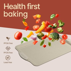 6-Piece Deluxe Nonstick Baking Pan Set - Professional Grade Carbon Steel Bakeware with White Marble Coating & Silicone Handles