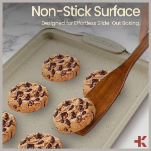 Deluxe 8-Piece Carbon Steel Bakeware Set - Nonstick White Marble Coating, Silicone Handles - Professional Quality Kitchen Oven Baking Pans