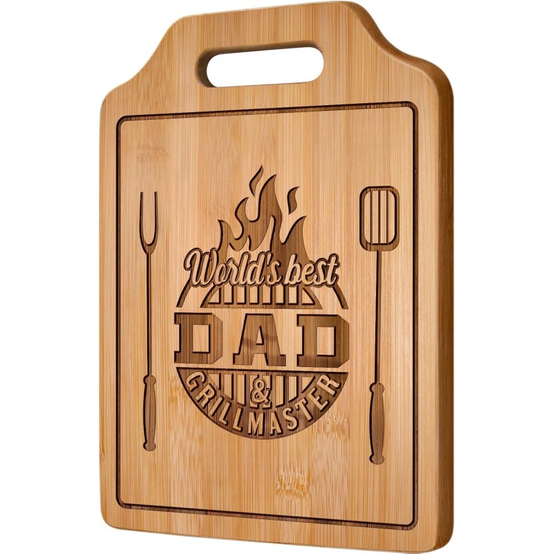 Dad Gifts for Dad Birthday Gift for Dads Christmas Gifts Who Wants Nothing from Daughter Son - Engraved Bamboo Cutting Board 12.3"L x 8.7"W x 0.4"Th