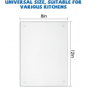 Small Glass Cutting Board,Clear Tempered Glass for Kitchen 1 Pcs (8"x12"),with Rubber Feet,Non-Slip,Durable Shatter Resistant,Dishwasher Safe,Scratch Resistant,Heat Resistant