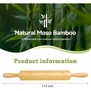 17.5 inch Wooden Rolling Pin for Baking - Long Dough Roller for All Baking Needs