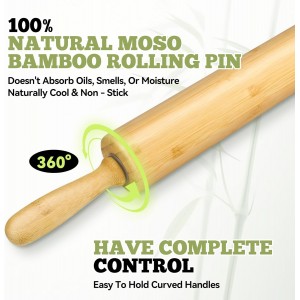 17.5 inch Wooden Rolling Pin for Baking - Long Dough Roller for All Baking Needs