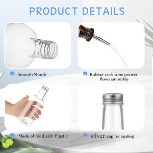 Maxcheck 3 Sets 16 oz Plastic Long Neck Bottles with Pourer and Caps Plastic Juice Pour Bottles with Stainless Steel Bottle Pourer Tapered Spout for Liquor Juice Store Syrup