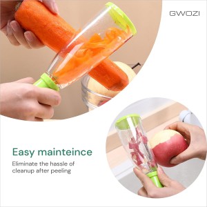 Vegetable Peelers with Catcher - Carrot/Potato/Cucumber Peeler with Container - Handle Fruit Peeler with Storage Box - Veggie Peelers for Kitchen, 2 Pcs