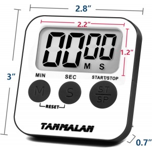 Tanmalan Kitchen Timer for Cooking Loud Alarm, Large Display, Auto Memory Loud Alarm, Large Display,Big Button，for Kids for Teacher Classroom Must Haves,Count Down-up,Easy to use (6.0-Grey)