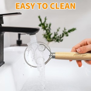 ALLTOP Danish Dough Whisk - Ultimate Dutch Mixer Hand Utensil with Stainless Steel Dough Hook - Essential Sourdough Stirring Stick for Perfect Bread Making Tool