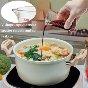 Ackers 4oz Glass Measuring Cup – Shot Glass with Ounce,Ml,Cups Markings for Kitchen & Bar(Red Line)