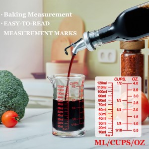 Ackers 4oz Glass Measuring Cup – Shot Glass with Ounce,Ml,Cups Markings for Kitchen & Bar(Red Line)