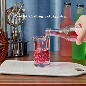 Ackers 4oz Glass Measuring Cup – Shot Glass with Ounce,Ml,Cups Markings for Kitchen & Bar(Red Line)