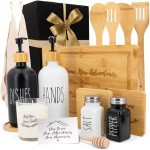 House Warming Gifts New Home – Home Essentials for New Home Gift Set Includes Scented Candle, Bamboo Cutting Board, Soap Set, Towels, Salt and Pepper Shaker – Luxury New House Must Haves