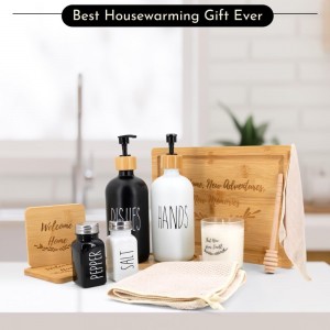 House Warming Gifts New Home – Home Essentials for New Home Gift Set Includes Scented Candle, Bamboo Cutting Board, Soap Set, Towels, Salt and Pepper Shaker – Luxury New House Must Haves