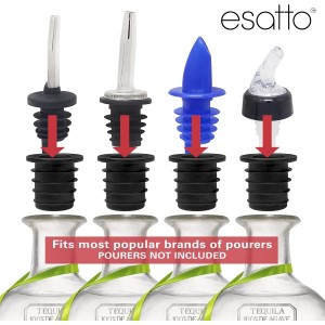 Esatto Liquor Pourer Adapters - 6 Pieces Set, Perfect for Large Olive Oil Bottles and Liquor Bottles - Up to 1 Inch/25mm Neck Converts Any Spout into a Large Pour Spout