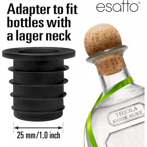Esatto Liquor Pourer Adapters - 6 Pieces Set, Perfect for Large Olive Oil Bottles and Liquor Bottles - Up to 1 Inch/25mm Neck Converts Any Spout into a Large Pour Spout