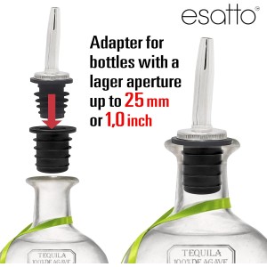 Esatto Liquor Pourer Adapters - 6 Pieces Set, Perfect for Large Olive Oil Bottles and Liquor Bottles - Up to 1 Inch/25mm Neck Converts Any Spout into a Large Pour Spout