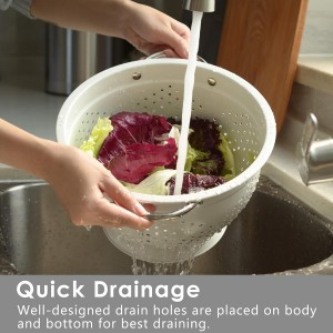 Rorence Powder Coated Steel Colanders: 3 Quart and 5 Quart Set of 2 - White