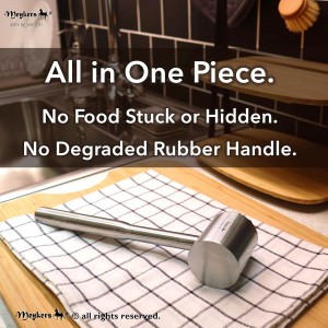 Meykers Meat Tenderizer Mallet | Dishwasher Safe | All 304 Stainless Steel | Perfect Weight | Meat Hammer Pounder Flattner Beater | for Steak Beef Chicken Pork | Kitchen Tool for Cooking