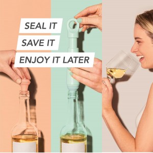 Vacu Vin Wine Saver Vacuum Stoppers - Airtight Seal for Opened Bottles to Preserve the Freshness Up to 10 Days - Easy to Use Perfect for Every Occasion, Set of 4 - Multicolor