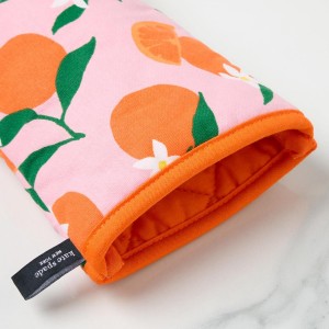 kate spade new york Squeeze The Day Oven Mitt 2-Pack Set, Heat Resistant, 100% Cotton, Orange/Pink, 7