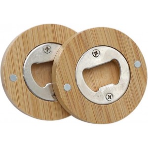 30PCS DIY Bamboo Round Shape Bottle Openers Coaster Fridge Magnet Refrigerator Sticker Bar Decoration Beer Bottle Opener