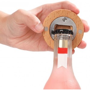 30PCS DIY Bamboo Round Shape Bottle Openers Coaster Fridge Magnet Refrigerator Sticker Bar Decoration Beer Bottle Opener