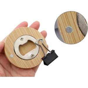 30PCS DIY Bamboo Round Shape Bottle Openers Coaster Fridge Magnet Refrigerator Sticker Bar Decoration Beer Bottle Opener