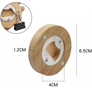 30PCS DIY Bamboo Round Shape Bottle Openers Coaster Fridge Magnet Refrigerator Sticker Bar Decoration Beer Bottle Opener