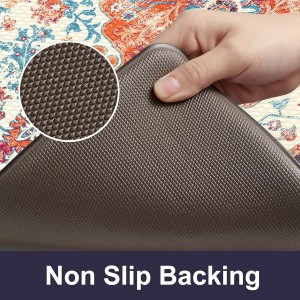 KIMODE Anti Fatigue Kitchen Mat, Boho Vintage Kitchen Rugs Sets of 2, Cushioned Non-Slip Kitchen Mats for Floor, Comfort Kitchen Floor Mats for Sink, Laundry, Desk Orange/Purple,17