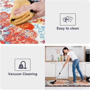 KIMODE Anti Fatigue Kitchen Mat, Boho Vintage Kitchen Rugs Sets of 2, Cushioned Non-Slip Kitchen Mats for Floor, Comfort Kitchen Floor Mats for Sink, Laundry, Desk Orange/Purple,17