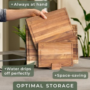 WALDWERK Cutting Board Set (15.75 x 12/13 x 9.5/10 x 7 in) out of Solid Acacia Wood - 0,8 in Thick Cutting Boards for Kitchen - Wood Cutting Boards - Wooden Chopping Boards for Kitchen