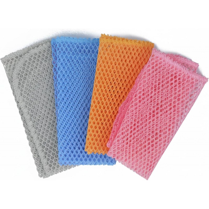 Heavy Duty Dish Scrubbers, Non-Scratch Scouring Pads - Odorless & Long Lasting Mesh Dish Cloth - Replace Sponges - Kitchen, Floor and Bathroom Usage (4 Pcs)