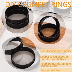 12Packs Crumpet Rings Nonstick 4 Inch English Muffin Ring Stainless Steel Double Rolled Tart Rings Metal Pastry Cooking Baking Ring Molds