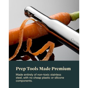 Caraway Kitchen Gadget Set - 5 Piece Kitchen Essentials - Stainless Steel - Includes Can Opener, Pizza Cutter, Garlic Press, Ice Cream Scoop, Vegetable Peeler, and Storage Organizer