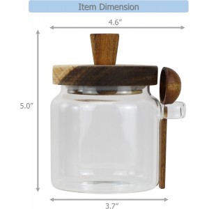 EIKS Glass Jars with Wooden Lids and Scoop, Airtight Food Storage Containers for Sugar Coffee Bean Candy Spice Bath Salt (18oz)