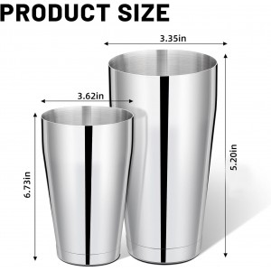 Mwellewm 8 Pcs Cocktail Shaker Boston Shaker Set Professional Bartender Kit Bar Stainless Steel Drink Shaker Bartending Martini Tin with 18oz & 28oz Mixed Alcohol Tool for Beginner(Silver)