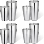 Mwellewm 8 Pcs Cocktail Shaker Boston Shaker Set Professional Bartender Kit Bar Stainless Steel Drink Shaker Bartending Martini Tin with 18oz & 28oz Mixed Alcohol Tool for Beginner(Silver)