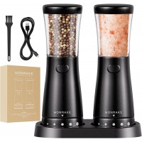 Electric Salt and Pepper Grinder Set with 4.5oz Large Capacity, Stainless Steel Rechargeable Salt and Pepper Grinder with 1.8