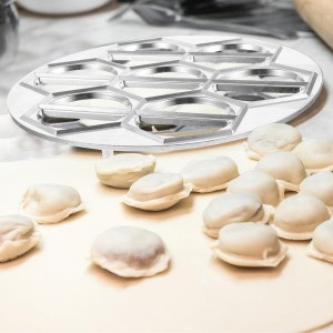 1pc Practical Dumpling Mold 14-Hole Dumpling Maker Aluminum Alloy Pelmeni Maker Meat Dumpling Press for Home Restaurant Silver