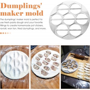 1pc Practical Dumpling Mold 14-Hole Dumpling Maker Aluminum Alloy Pelmeni Maker Meat Dumpling Press for Home Restaurant Silver