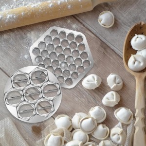 Vesici 3 Pcs Ravioli Maker Dumplings Set 37 Holes Ravioli and 12 Holes Ravioli Maker Press Dumplings with Wood Rolling Pin Metal Ravioli Cutter Kit for Ravioli Pasta Making Tools