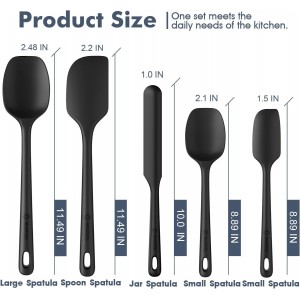 5 Pieces Silicone Spatula Set, Food Grade Rubber Spatula, Upgrade Strong Handle with Ergonomic Grip, Heat Resistant Up to 600°F for Nonstick Cookware, Cooking Black