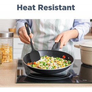 5 Pieces Silicone Spatula Set, Food Grade Rubber Spatula, Upgrade Strong Handle with Ergonomic Grip, Heat Resistant Up to 600°F for Nonstick Cookware, Cooking Black