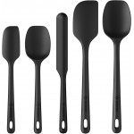 5 Pieces Silicone Spatula Set, Food Grade Rubber Spatula, Upgrade Strong Handle with Ergonomic Grip, Heat Resistant Up to 600°F for Nonstick Cookware, Cooking Black
