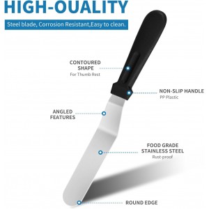 3 PCS Icing Spatulas, Offset Spatula, Stainless Steel Cake Decorating Spatulas Set 6/8/10 inch Professional Angled Cake Spatula Plastic Frosting Handle for Home, Kitchen or Bakery by XEKIGU