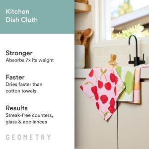 GEOMETRY Kitchen Dish Cloths - Spring & Summer Collection - Premium Dishcloths with Geoweave - Absorbent & Fast Drying Kitchen Towels - Lemon Delight, 10