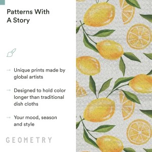 GEOMETRY Kitchen Dish Cloths - Spring & Summer Collection - Premium Dishcloths with Geoweave - Absorbent & Fast Drying Kitchen Towels - Lemon Delight, 10