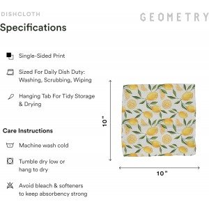 GEOMETRY Kitchen Dish Cloths - Spring & Summer Collection - Premium Dishcloths with Geoweave - Absorbent & Fast Drying Kitchen Towels - Lemon Delight, 10