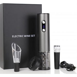 Electric Wine Opener Wine Gifts Bottle Openers Kit with Foil Cutter, Wine Aerator Pourer, Vacuum Stopper USB C Rechargeable Cordless Electric Wine Corkscrew Gift Set