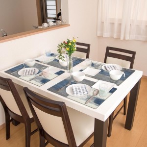 Emvency Farmhouse Placemats Set of 4, Vintage Blue and Grey Abstract Art Painting 12x18 Inch Table Mats for Outdoor Home Party Kitchen Dining Decoration