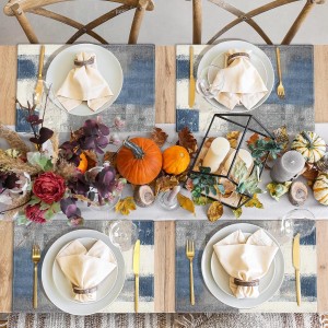 Emvency Farmhouse Placemats Set of 4, Vintage Blue and Grey Abstract Art Painting 12x18 Inch Table Mats for Outdoor Home Party Kitchen Dining Decoration