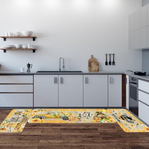 Timgle 3 Pcs Bee Kitchen Rugs Gnomes Rug Retro Style Non Slip Kitchen Print Floor Mat Washable Floor Comfortable Mat for Home Office Sink 17 x 29 Inch 17 x 47 Inch